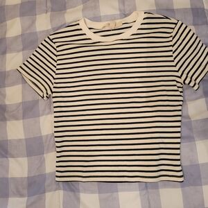 Striped Black and White Crop Top